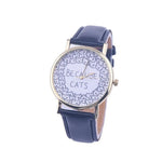 'BECAUSE CATS' Leather Band Analog Quartz Vogue Wrist Watches - meowoholics