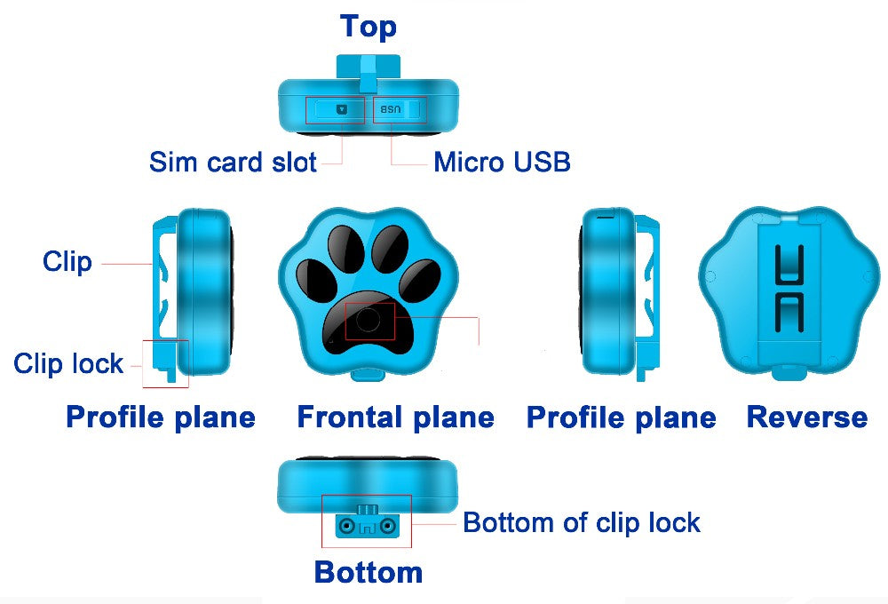 pets mini gps tracker V30 anti dog cat theft gsm gprs phone real time tracking alarm monitor device global GPS location - meowoholics