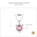 SILVER Cat Pendant Necklaces with Pink Zircon for Women - meowoholics