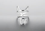 Silver Hollow Cute Cat Ring For Women - meowoholics