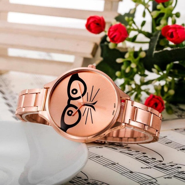 Luxury Cat Stainless Steel Watch For Women - meowoholics