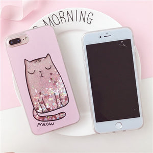 Dynamic Liquid Glitter Quicksand Case Cat Printed Cover For Apple iPhone 6,6 plus,7,7 plus,8,8 plus - meowoholics