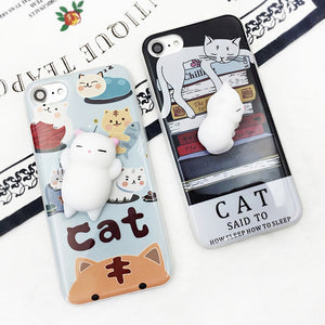 Stress Reliever 3D Cute Case Soft Squeezable Silicone Cat for iPhone X, 6, 6 plus,7, 7 plus,8 ,8 plus - meowoholics