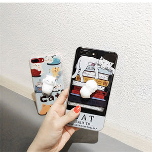 Stress Reliever 3D Cute Case Soft Squeezable Silicone Cat for iPhone X, 6, 6 plus,7, 7 plus,8 ,8 plus - meowoholics