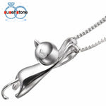 Cute Kitty Necklace Silver Plated Chain Pendant - meowoholics