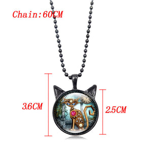 Cute Mechanical Cat Art Picture Pendant - meowoholics