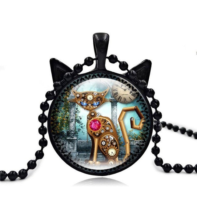 Cute Mechanical Cat Art Picture Pendant - meowoholics