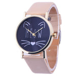 Cat Pattern Leather Band Analog Quartz Vogue Wrist Watch - meowoholics