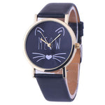 Cat Pattern Leather Band Analog Quartz Vogue Wrist Watch - meowoholics