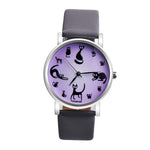 Women Cute Cat Faux Leather Analog Quartz Watch - meowoholics