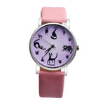 Women Cute Cat Faux Leather Analog Quartz Watch - meowoholics