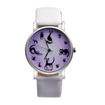 Women Cute Cat Faux Leather Analog Quartz Watch - meowoholics