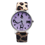 Women Cute Cat Faux Leather Analog Quartz Watch - meowoholics