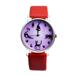 Women Cute Cat Faux Leather Analog Quartz Watch - meowoholics