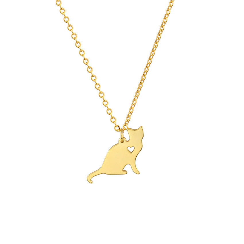 Cat Lover Necklace Stainless Steel Gold Silver Color - meowoholics