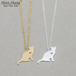 Cat Lover Necklace Stainless Steel Gold Silver Color - meowoholics