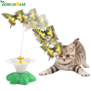 Cute Pet Cat Electric Interactive Rotating Butterfly Toy - meowoholics