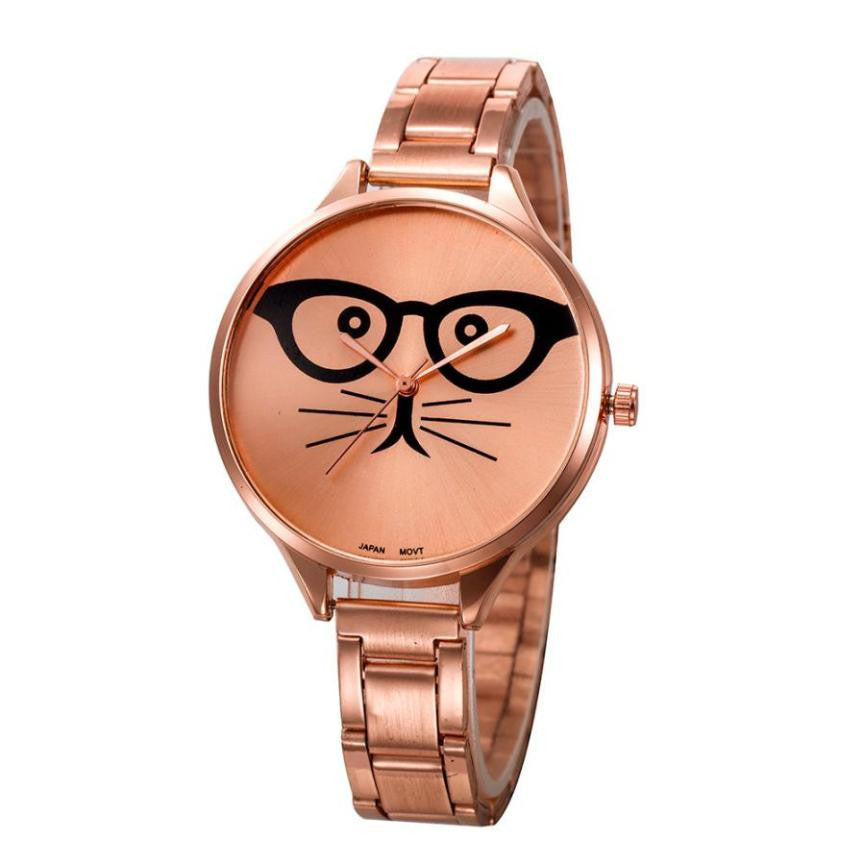 Luxury Cat Stainless Steel Watch For Women - meowoholics