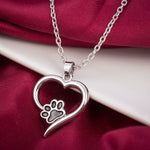 Heart Shape Pendent With Cat Paw - meowoholics