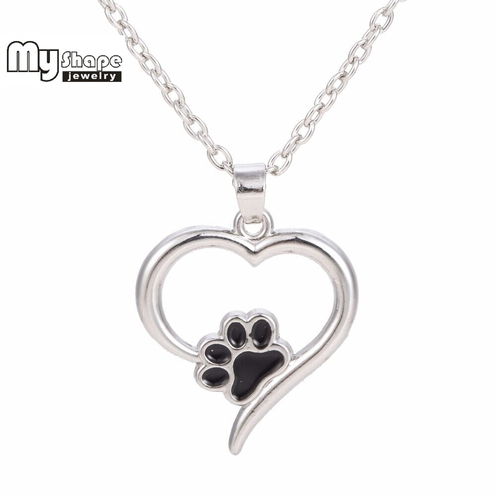 Heart Shape Pendent With Cat Paw - meowoholics