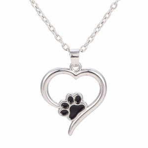 Heart Shape Pendent With Cat Paw - meowoholics