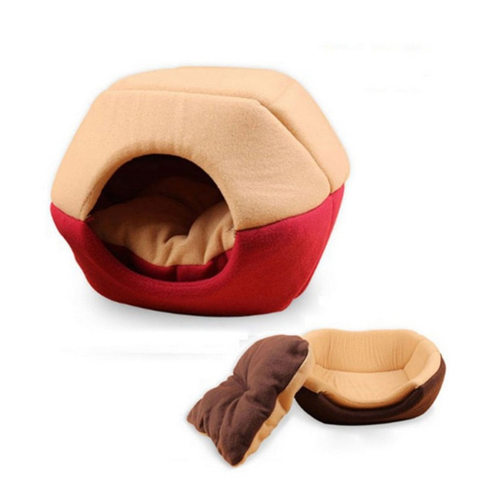 2 Uses Foldable Soft Warm Cat Bed House - meowoholics