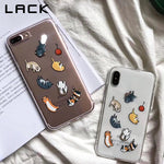 Ultra Thin Soft TPU Clear Cases With Cats For iPhone X, 6, 6plus, 7, 7plus, 8, 8plus - meowoholics