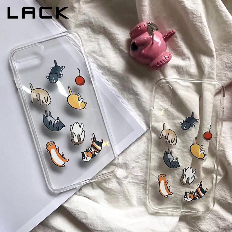 Ultra Thin Soft TPU Clear Cases With Cats For iPhone X, 6, 6plus, 7, 7plus, 8, 8plus - meowoholics