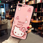 Hello Kitty Glass Back Case + Tempered Glass for Apple iPhone X, 6, 6plus, 7, 7plus, 8, 8plus - meowoholics