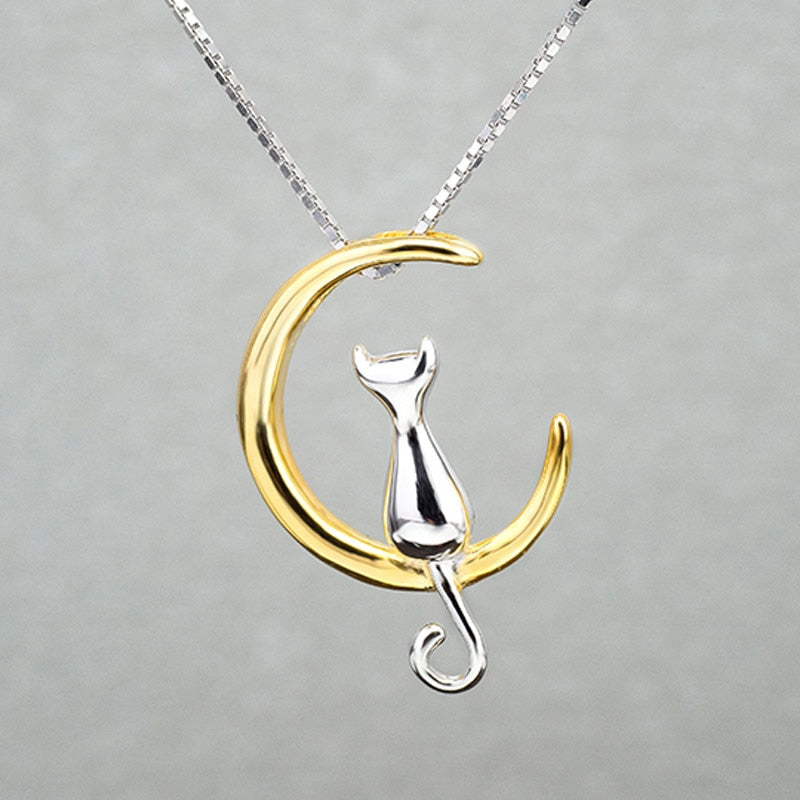 Moon Cat Vintage Necklace Pendant Jewelry - meowoholics