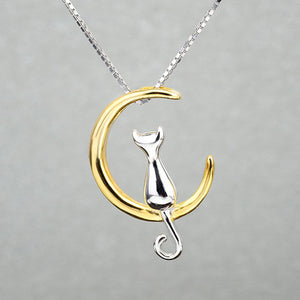 Moon Cat Vintage Necklace Pendant Jewelry - meowoholics