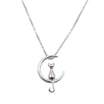 Moon Cat Vintage Necklace Pendant Jewelry - meowoholics