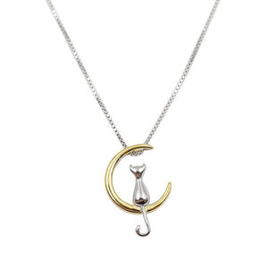 Moon Cat Vintage Necklace Pendant Jewelry - meowoholics