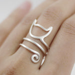 Cute Cat Wrap Adjustable Finger Ring For Women - meowoholics