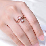 Rose Gold Pink Crystal Cat Ring White Copper Plated - meowoholics