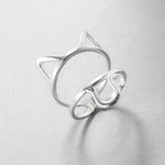 Silver Hollow Cute Cat Ring For Women - meowoholics