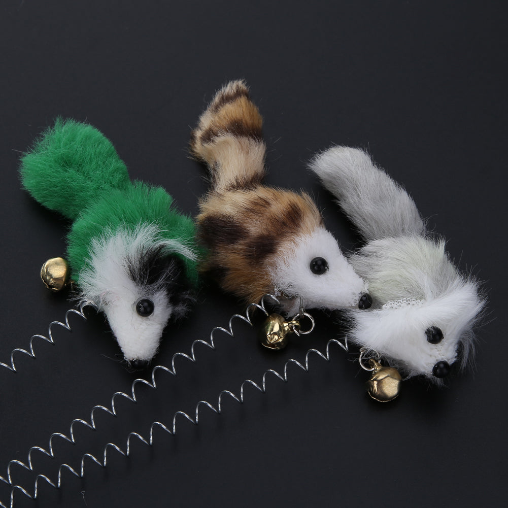 3Pcs Elastic Feather Mouse Bottom Sucker Toys for Cat - meowoholics