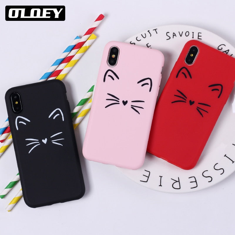 Cute Cartoon Cat Emoji Soft Silicon Printed iPhone Cases For 6, 6plus, 7, 7plus, 8, 8plus, X - meowoholics