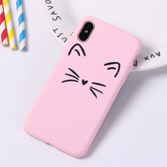 Cute Cartoon Cat Emoji Soft Silicon Printed iPhone Cases For 6, 6plus, 7, 7plus, 8, 8plus, X - meowoholics