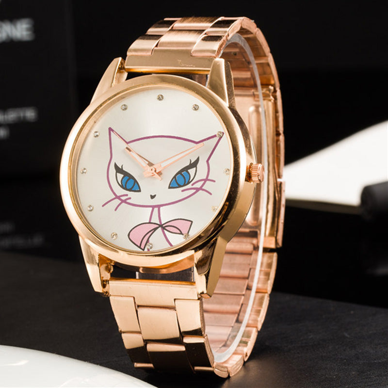 Cat Pattern Dial Quartz Wrist Watch For Women - meowoholics