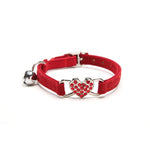 Cat Charm Heart Adjustable Collar Elastic Band Soft Velvet - meowoholics