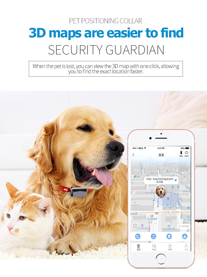 Smart GPS Tracker Mini Pets Collar Real time Locator GPS+LBS+WIFI Location - meowoholics