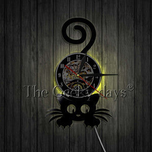 Cat 3D Decorative Art Wall Clock With LED For Light Effect - meowoholics