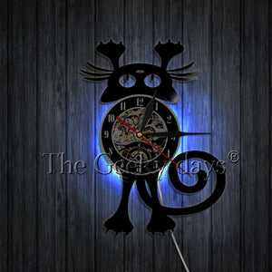 Cat 3D Decorative Art Wall Clock With LED For Light Effect - meowoholics