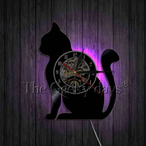 Cat 3D Decorative Art Wall Clock With LED For Light Effect - meowoholics