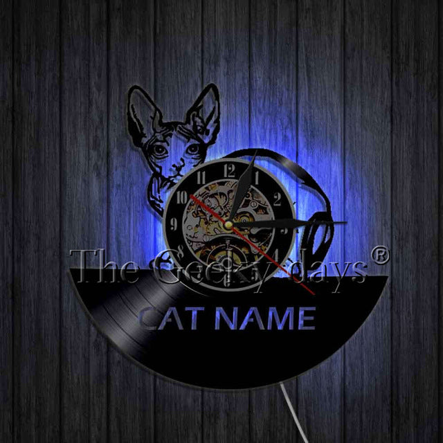 Cat 3D Decorative Art Wall Clock With LED For Light Effect - meowoholics