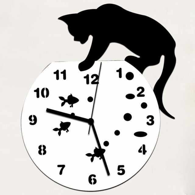 Cute Wall Clock with A Cat Design - meowoholics